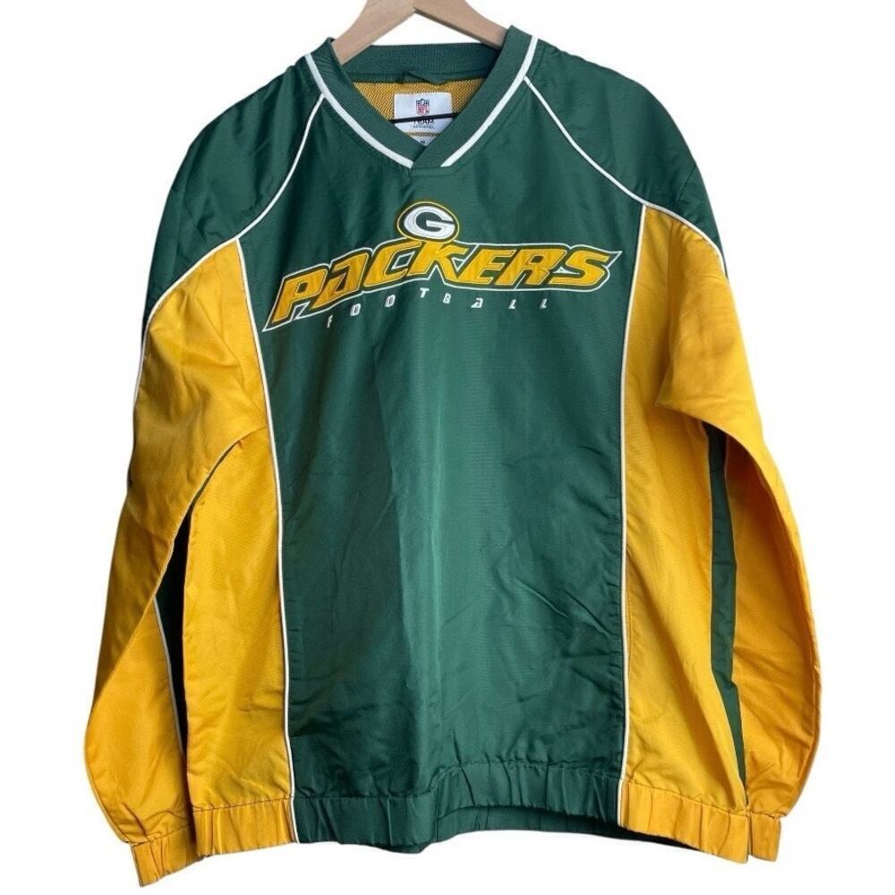 NFL Team Apparel Green Bay Packers Football Men’s Windbreaker Pullover Medium